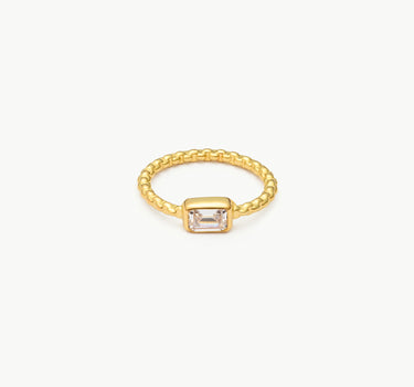 Prsten Zoe Emerald Cut – bílý topaz